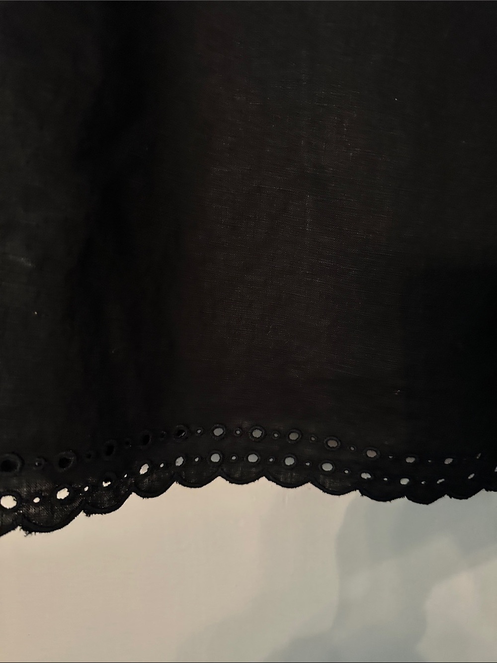 J. Crew Black Linen Eyelet Peasant Top - Picture 4 of 5